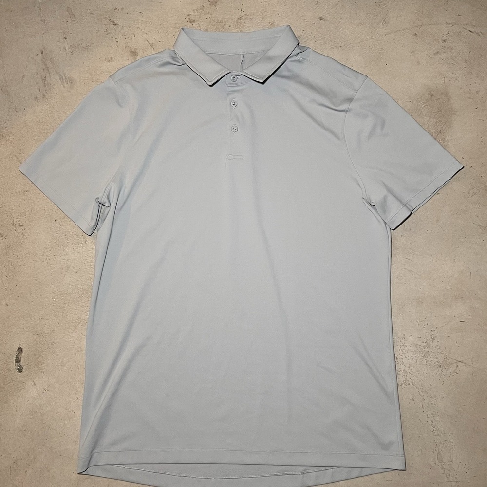 Lululemon Mens L Gray Performance Polo Shirt Golf Stretch Size Estimated